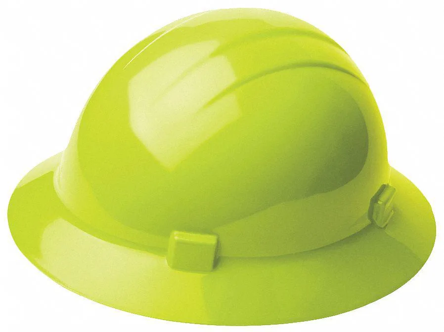 Erb Safety Erb Safety 19220 Full Brim Hard Hat Lime 4-pt Ratchet — product photo