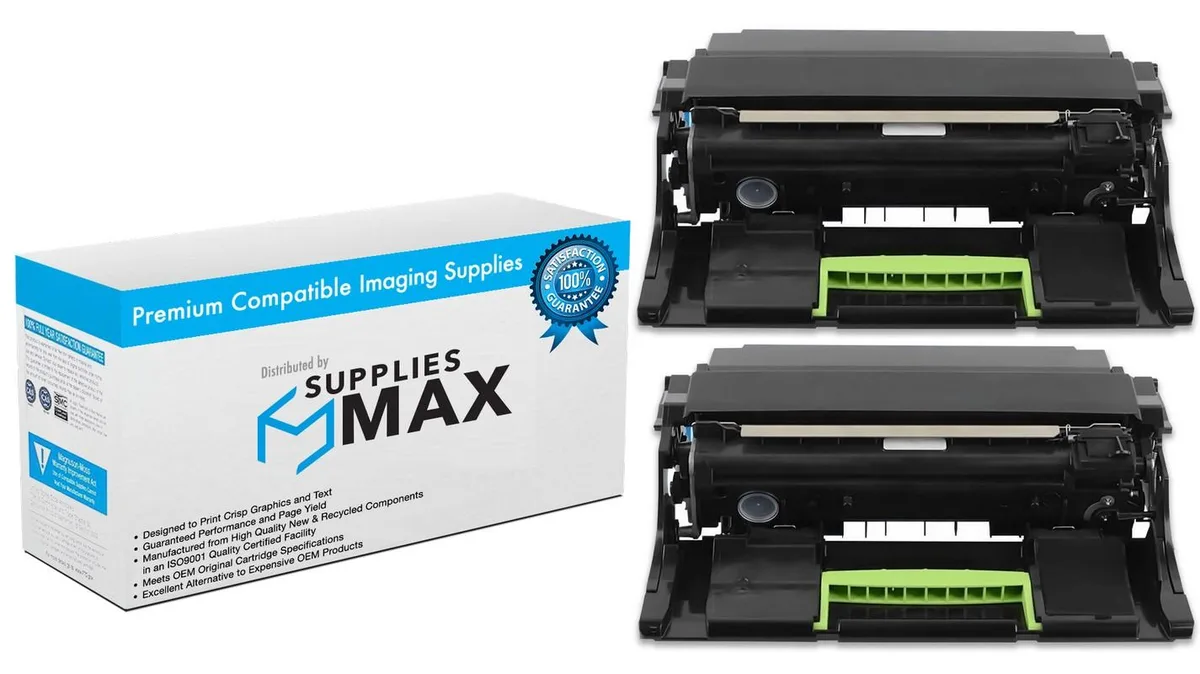 SuppliesMax SuppliesMax LEX58D0ZA0_2PK Imaging Drum Unit 2 Pack Black 150000 Pages — product photo