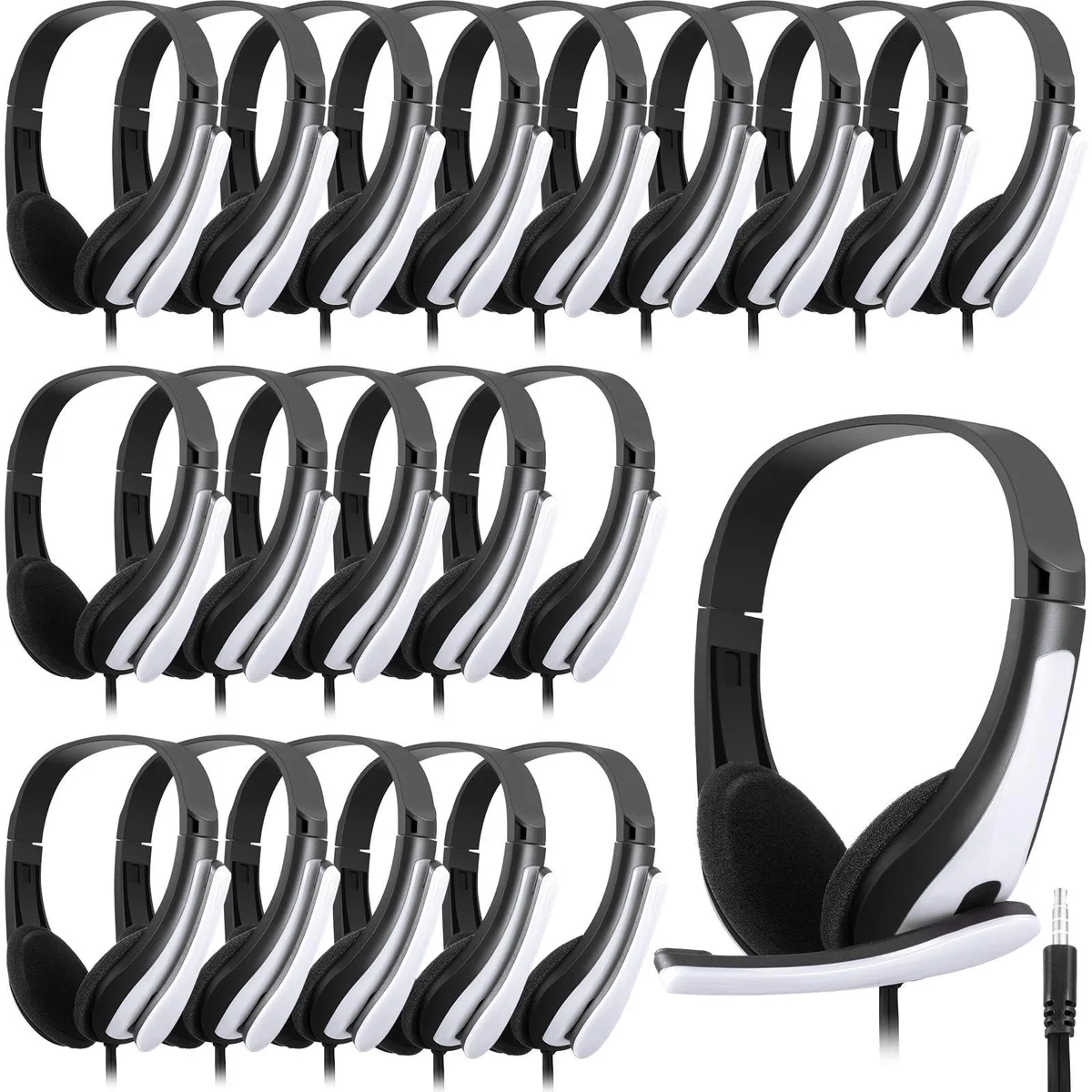 Alphacool Alphacool 20 Pack White Headphones with Microphone 3.5mm Jack 2 in 1 Accessories — product photo