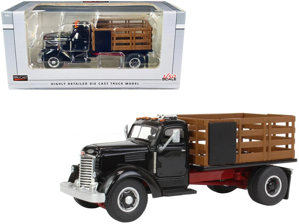 SpecCast Collectibles SpecCast Collectibles International KB-8 Truck 1/50 Diecast Model Black with Stake Body — product photo