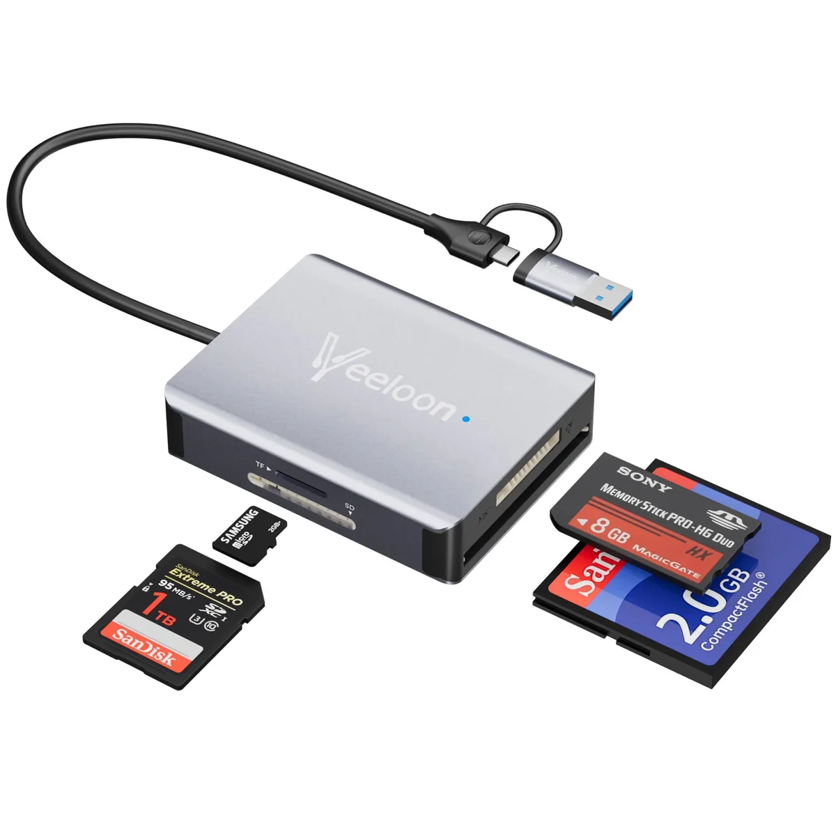  Multi OTG SD Card Reader 4-in-1 USB-C USB 3.0 Dual Connector RFID — product photo