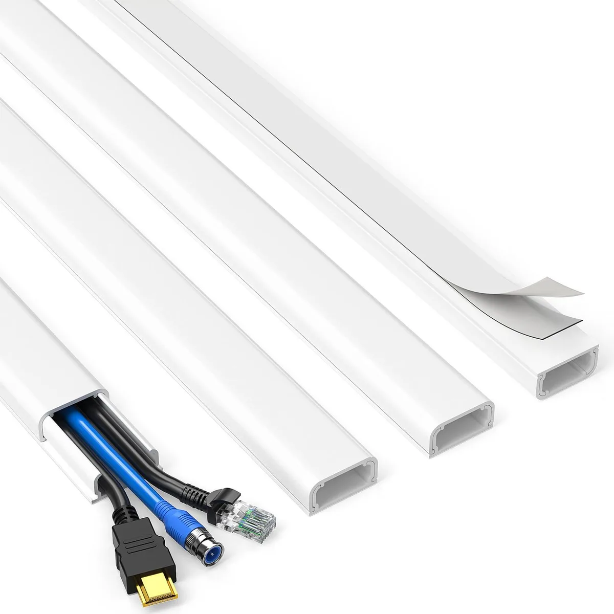 Delamu Cord Cover 56.7in White Self-Adhesive 4pcs — product photo