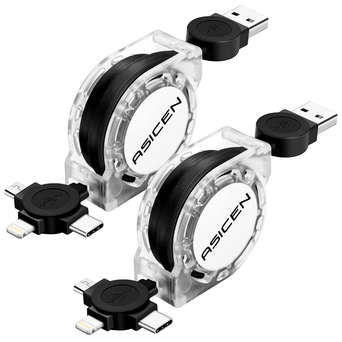 MCHOSE MCHOSE 2-Pack 3-in-1 Retractable Lightning Cable 3.3ft — product photo