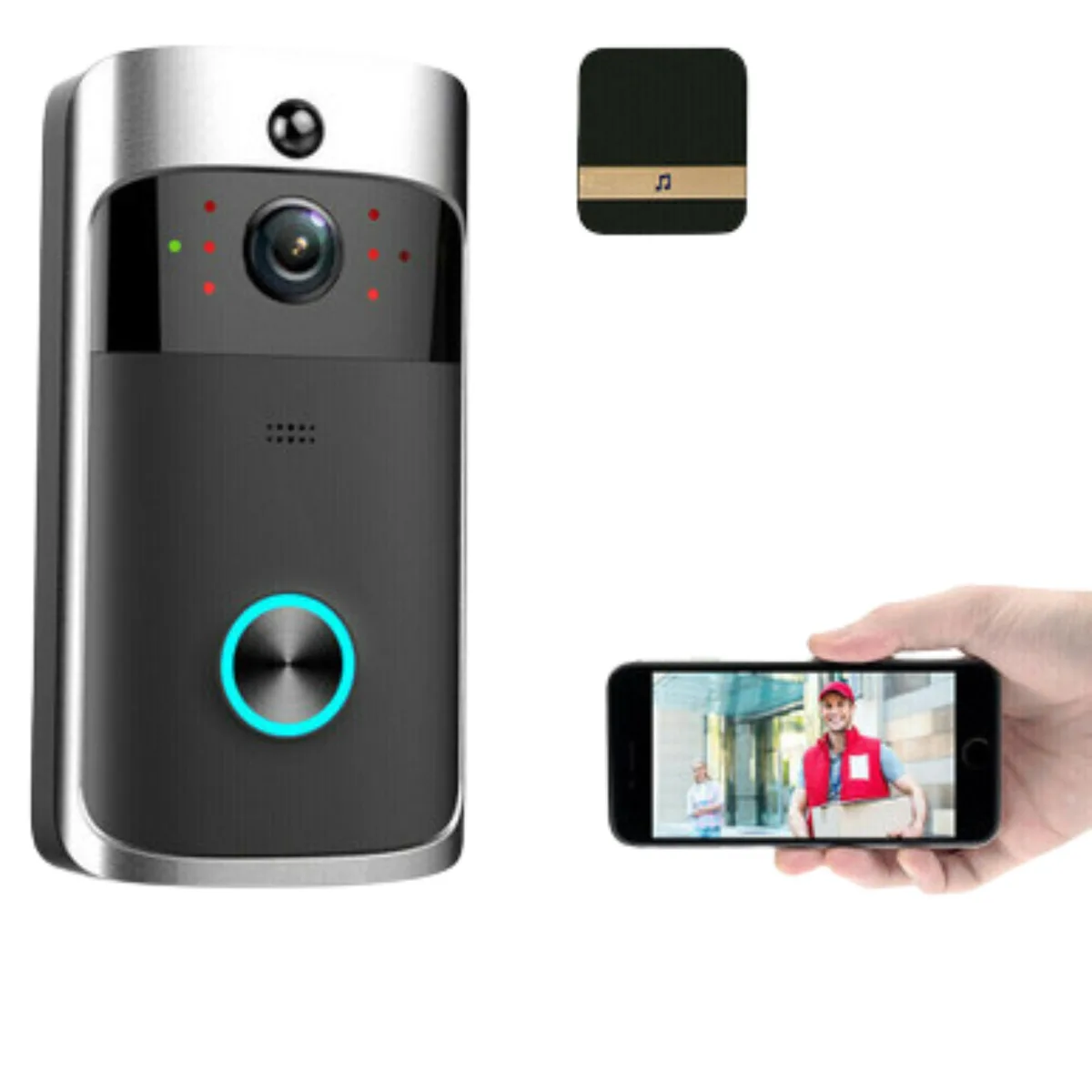 The Perfect Part The Perfect Part 720P Wireless Video Doorbell + Chime 166° 10m Night Vision — product photo