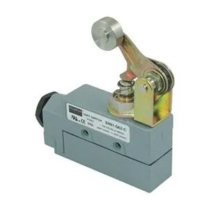 Small rectangular switch with top roller lever, metal housing
