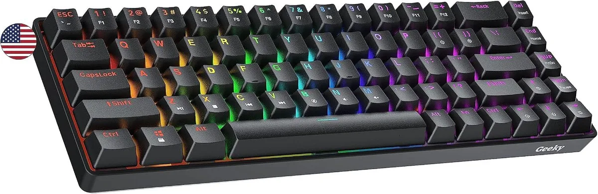 TUKO TUKO Geeky GK65 65% Hot-Swap Mechanical Gaming Keyboard 68 Keys Black Speed Silver — product photo