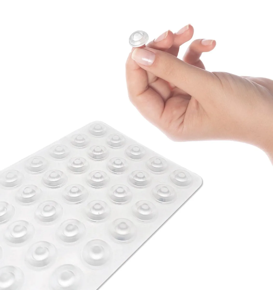 Clear round silicone bumpers, 128 pieces, 0.5 by 0.2 inches