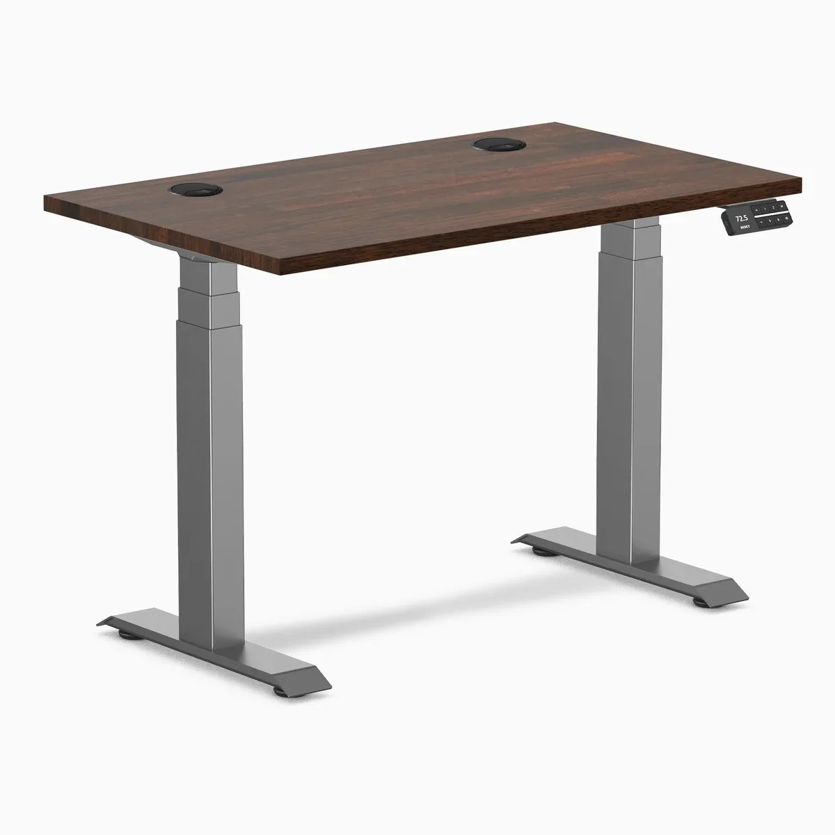 Desky Desky Dual Mini Rubberwood Sit Stand Desk 40 x 24 in Dark Walnut Space Grey — product photo