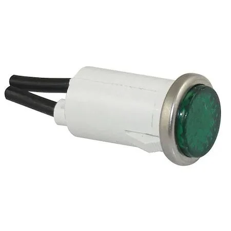 Round green flush panel light with stainless steel bezel and polycarbonate lens