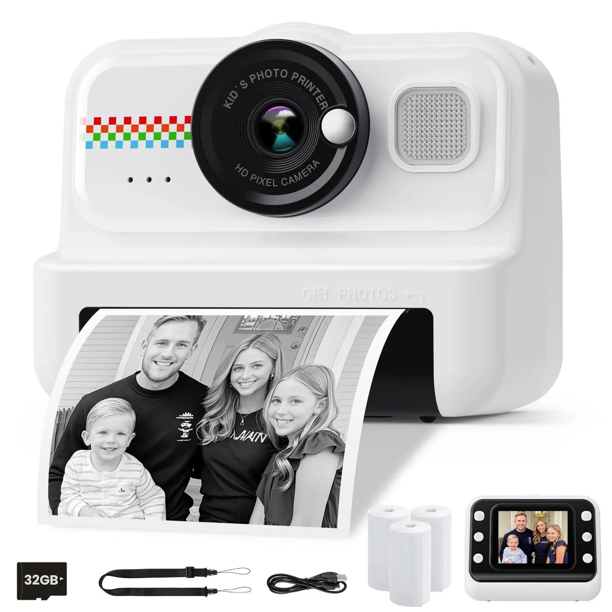  HiMont KC02 Instant Print Camera Kit Black 32GB 1080P 2.4in — product photo