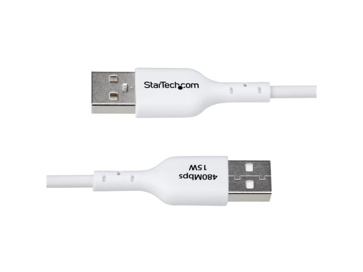 White USB-A to USB-C cable, 36 in, TPE jacket