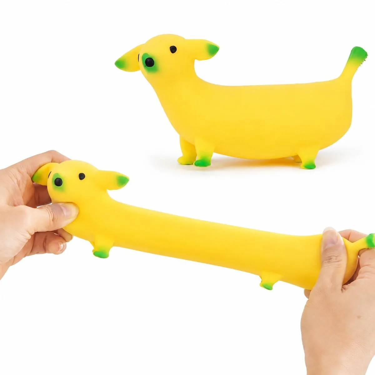  2 Pcs Banana Dog Squishy Toy Yellow Sand Filled — product photo