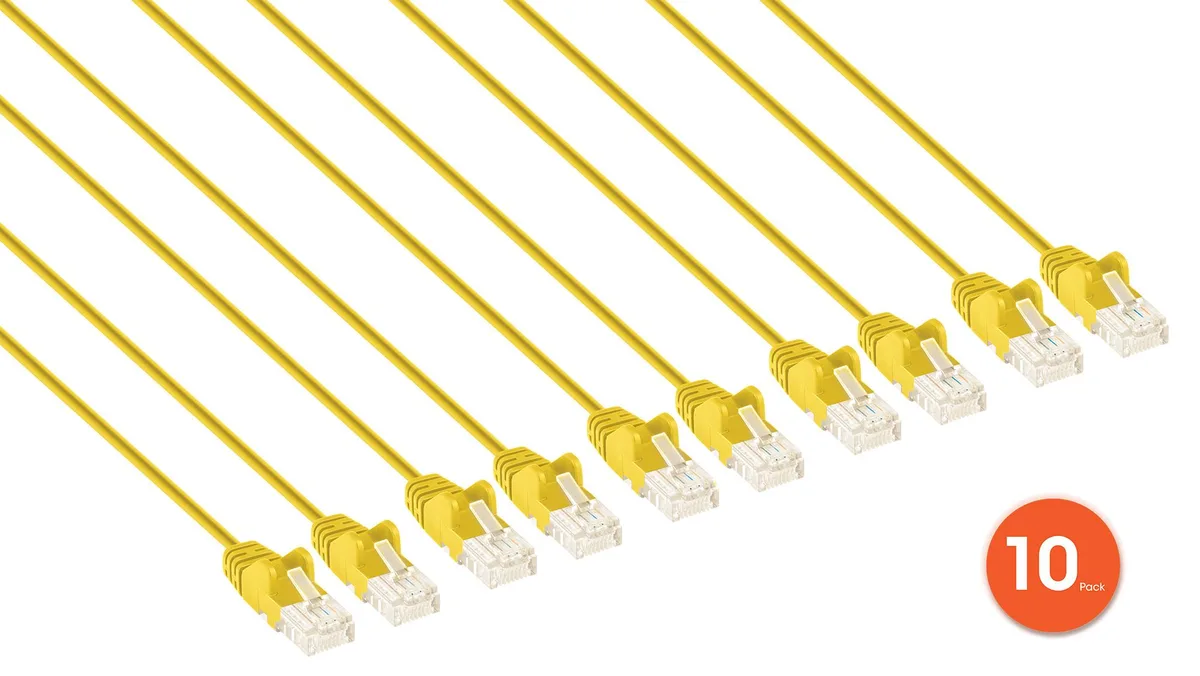 Intellinet Network Solutions Intellinet Network Solutions Cat6 Slim Patch Cable 7 ft Yellow 10-Pack 30 AWG — product photo
