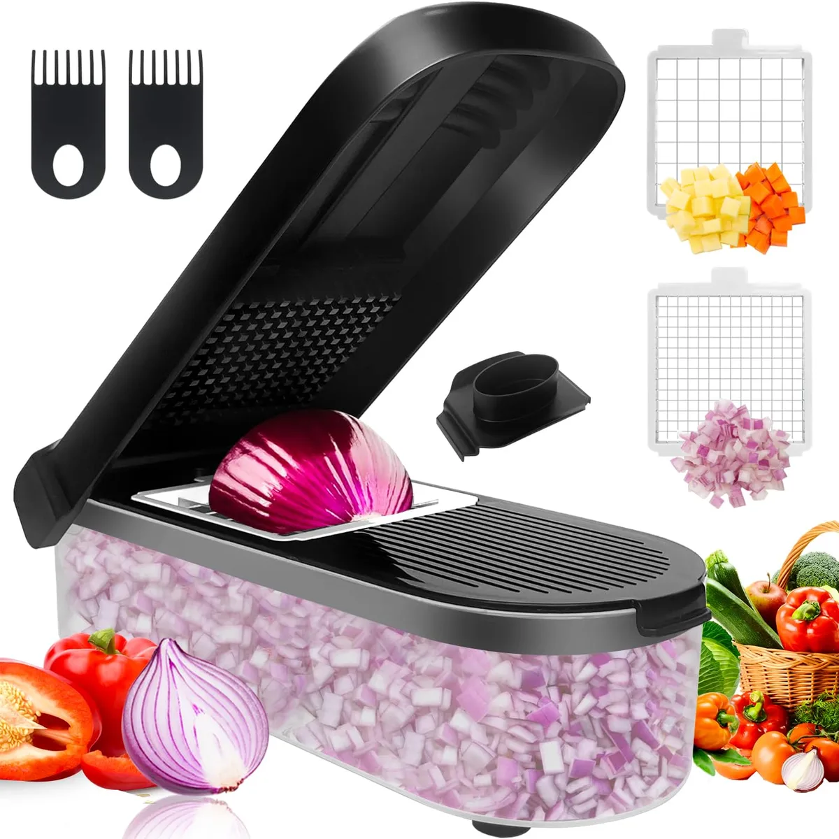  LHS 4-in-1 Manual Food Chopper 1.2L Container Black — product photo