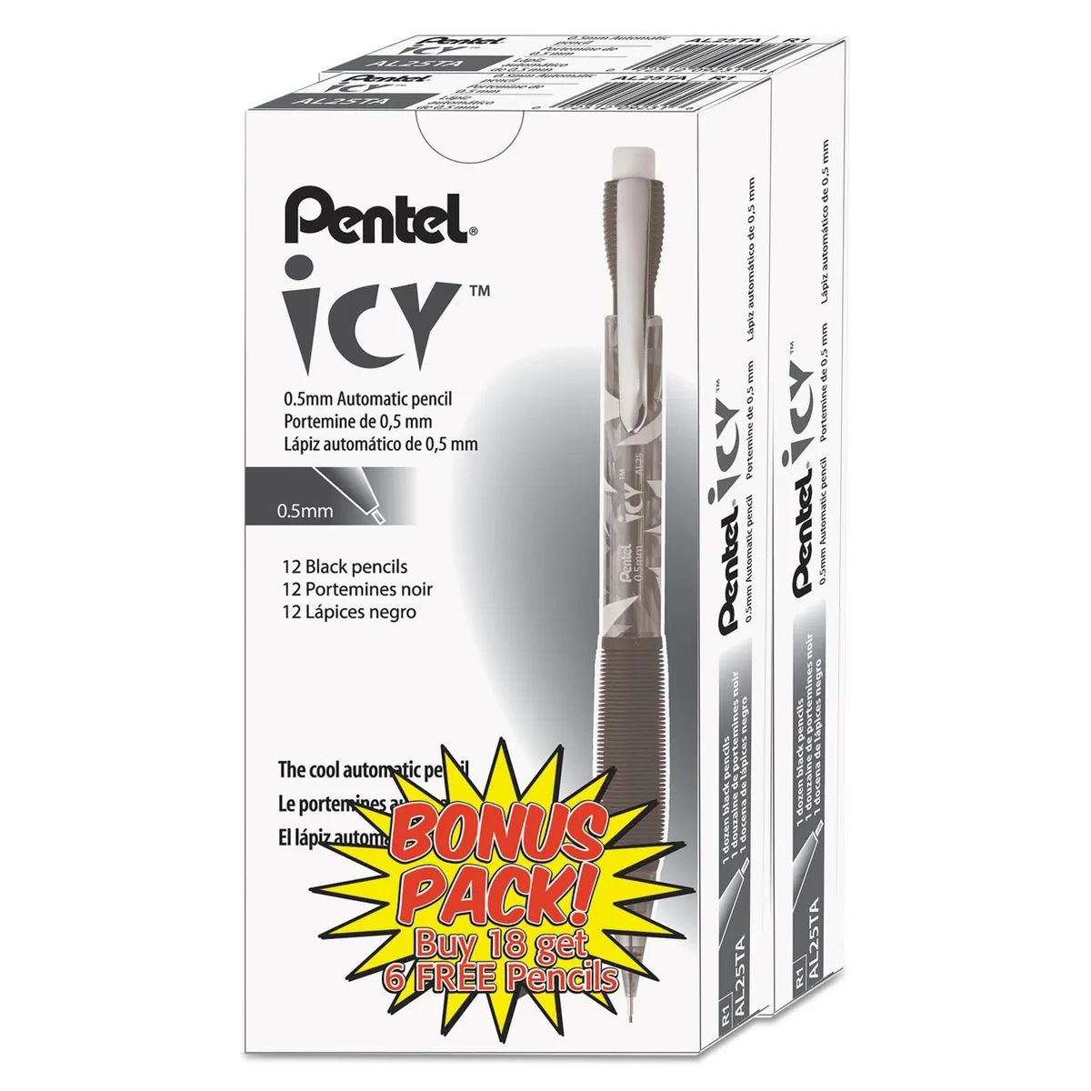 Pentel of America, Ltd. Pentel of America, Ltd. AL25TASWSPR Icy Mechanical Pencil .5 mm Smoke Barrel 24 Pack — product photo
