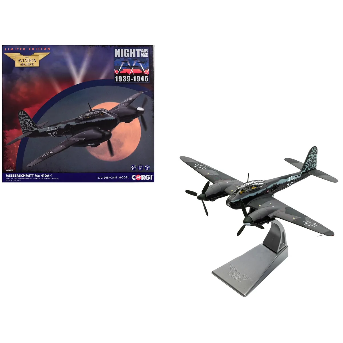 Corgi Corgi Messerschmitt Me 410A-1 1/72 Diecast "Laon-Athies 1943" hobby collectible — product photo