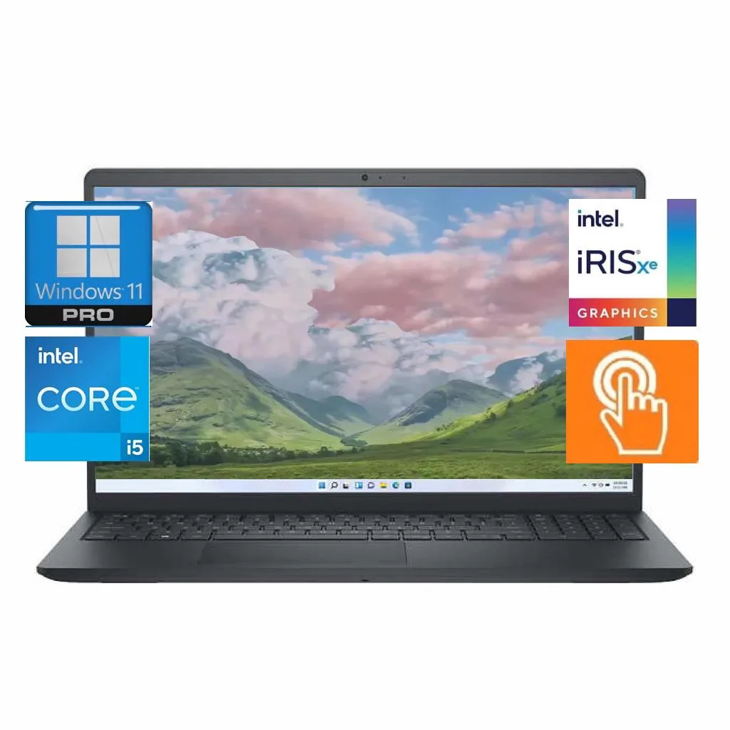 Black Dell Inspiron 15.6 inch touchscreen laptop closed view