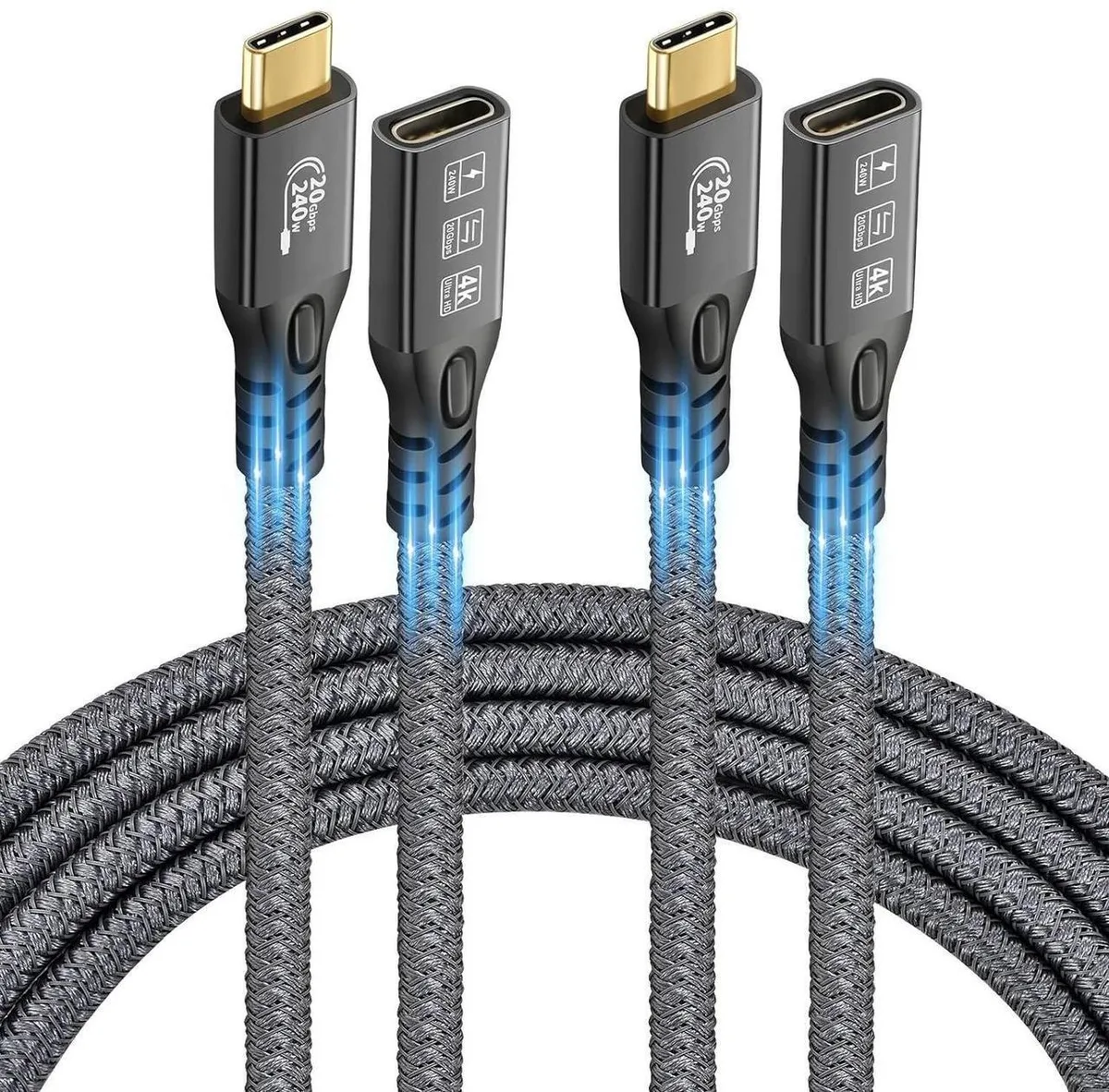 Aomoproing Aomoproing USB C 3.2 Gen2 extension cable 20Gbps 240W 0.5m 2-pack — product photo
