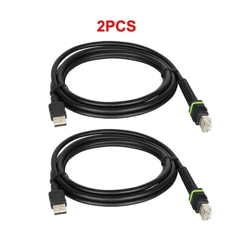 Black USB cable with barcode scanner connector, two pieces