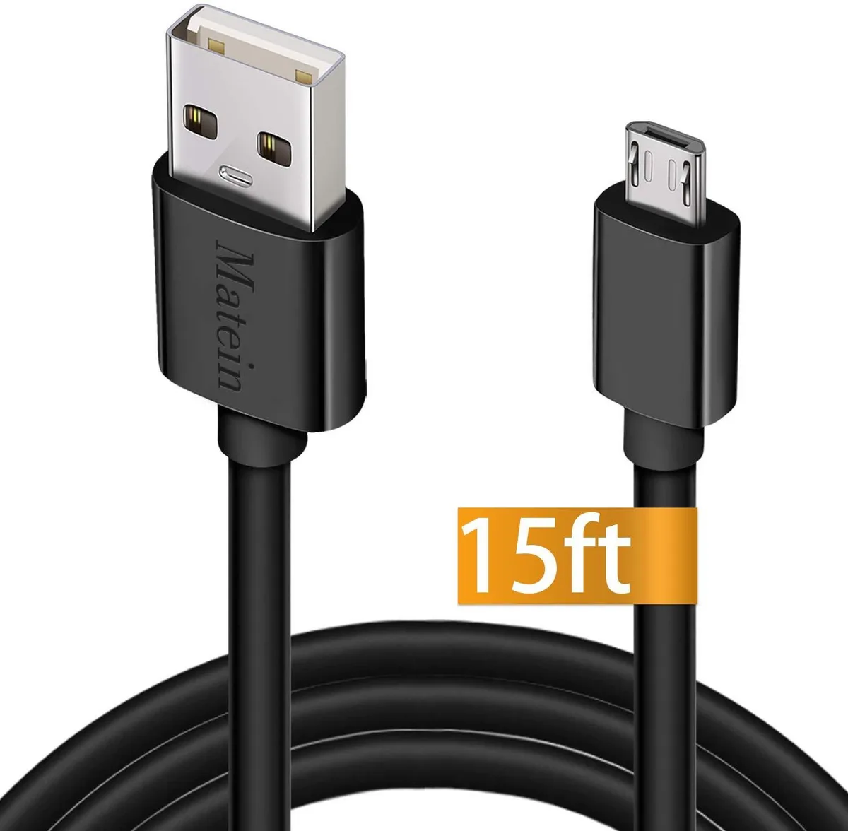 15 ft USB to Micro-USB cable in black