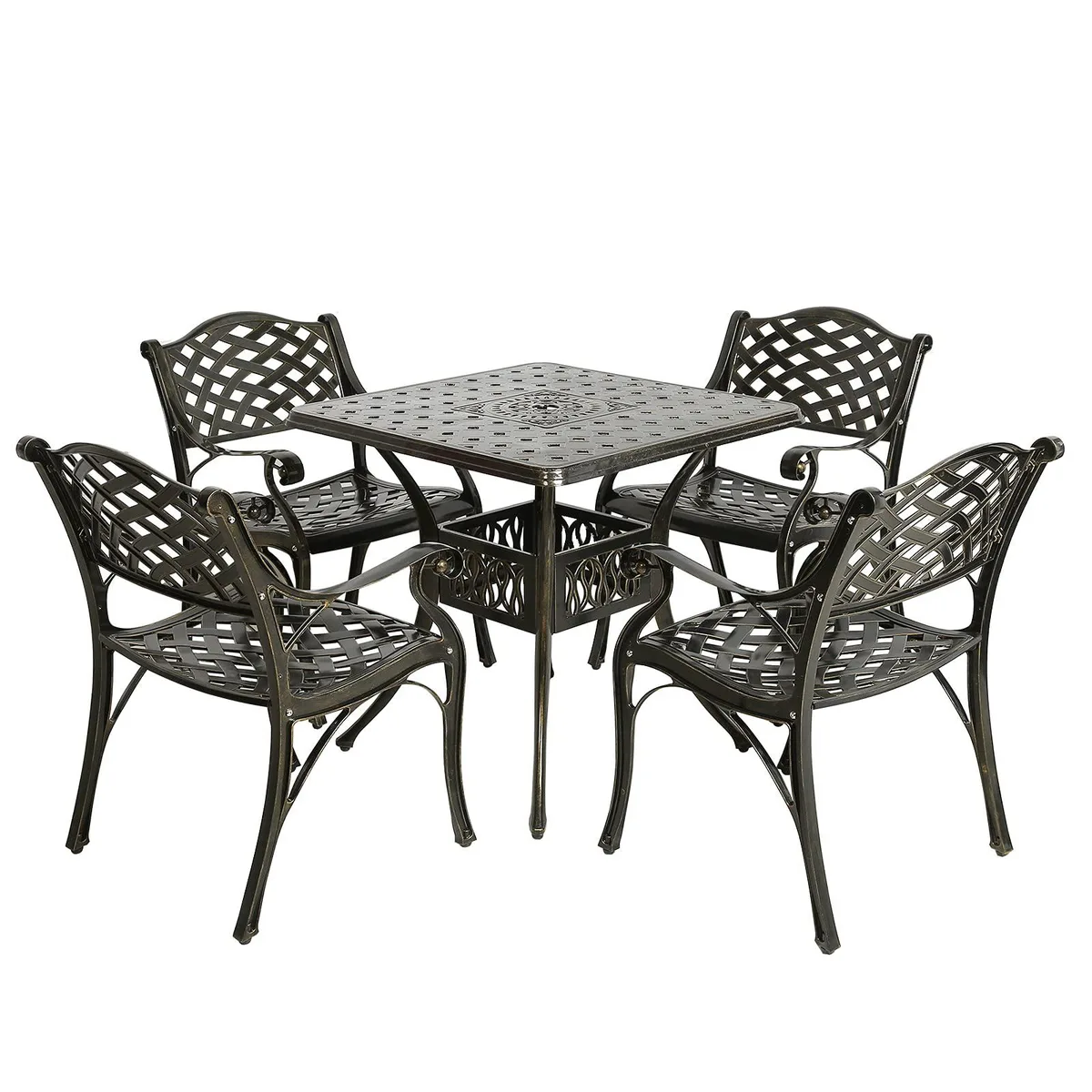 MEETWARM MEETWARM 5-Piece Patio Furniture Set, Lattice Weave, 31.5" Table, 4 Chairs — product photo