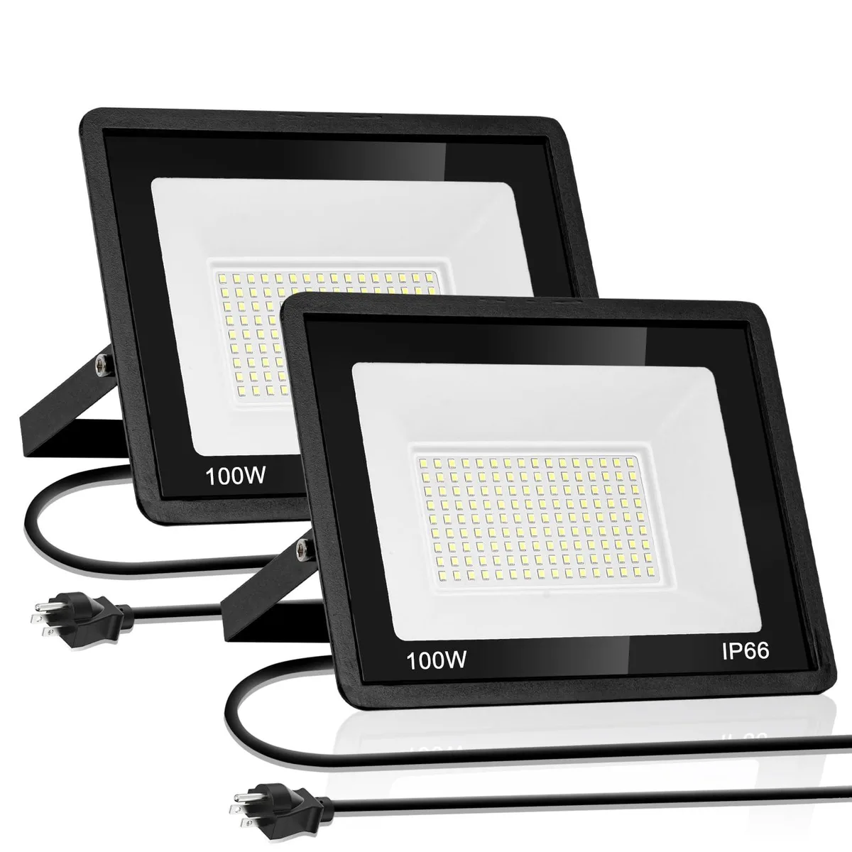  Yaaluoney 100W LED Flood Light 2-Pack IP66 6000K 13000lm — product photo