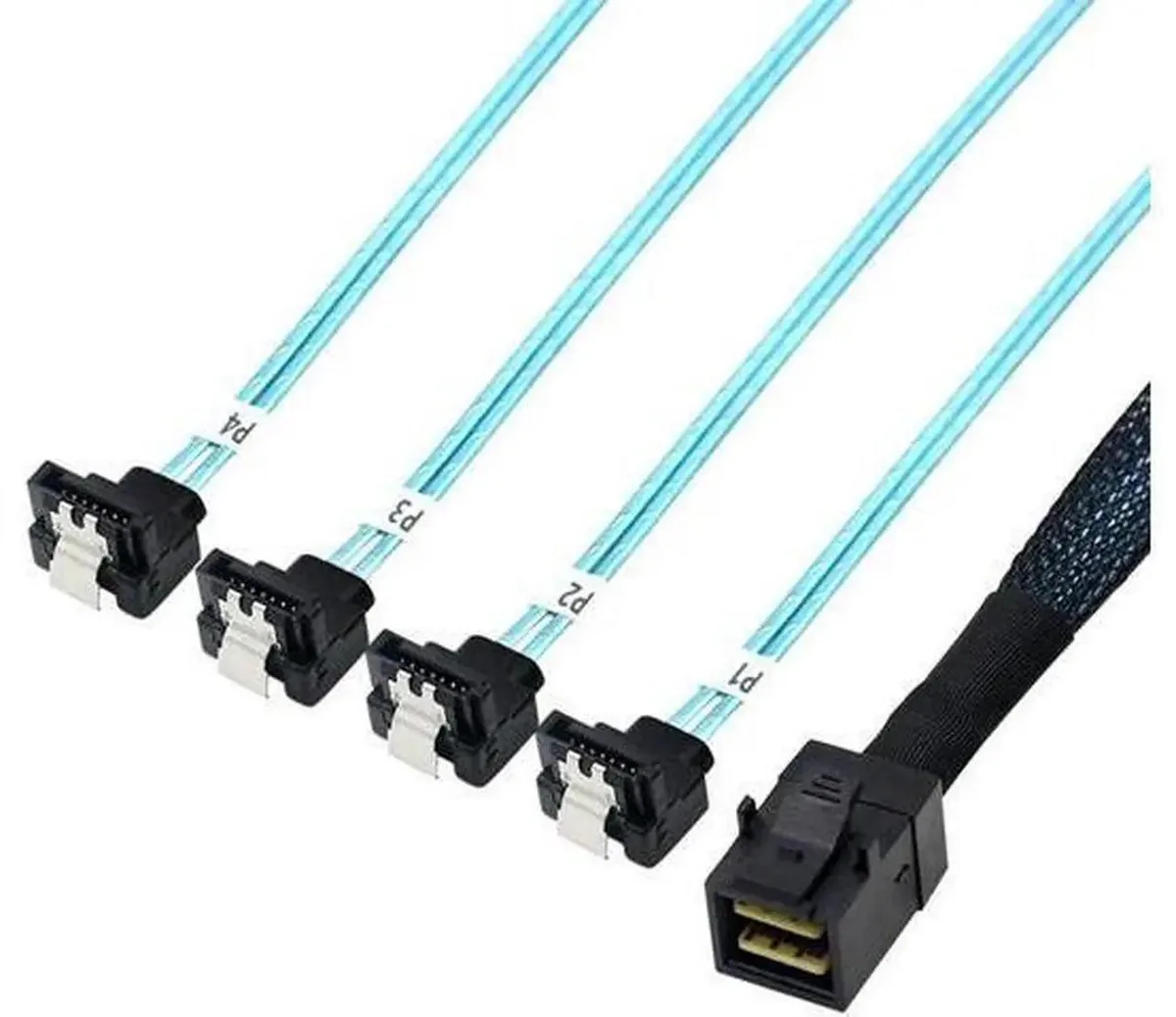 SMUGDESK SMUGDESK SFF-8643 Mini SAS to 4 SATA Breakout Cable .5m 1.6FT Target Angle — product photo