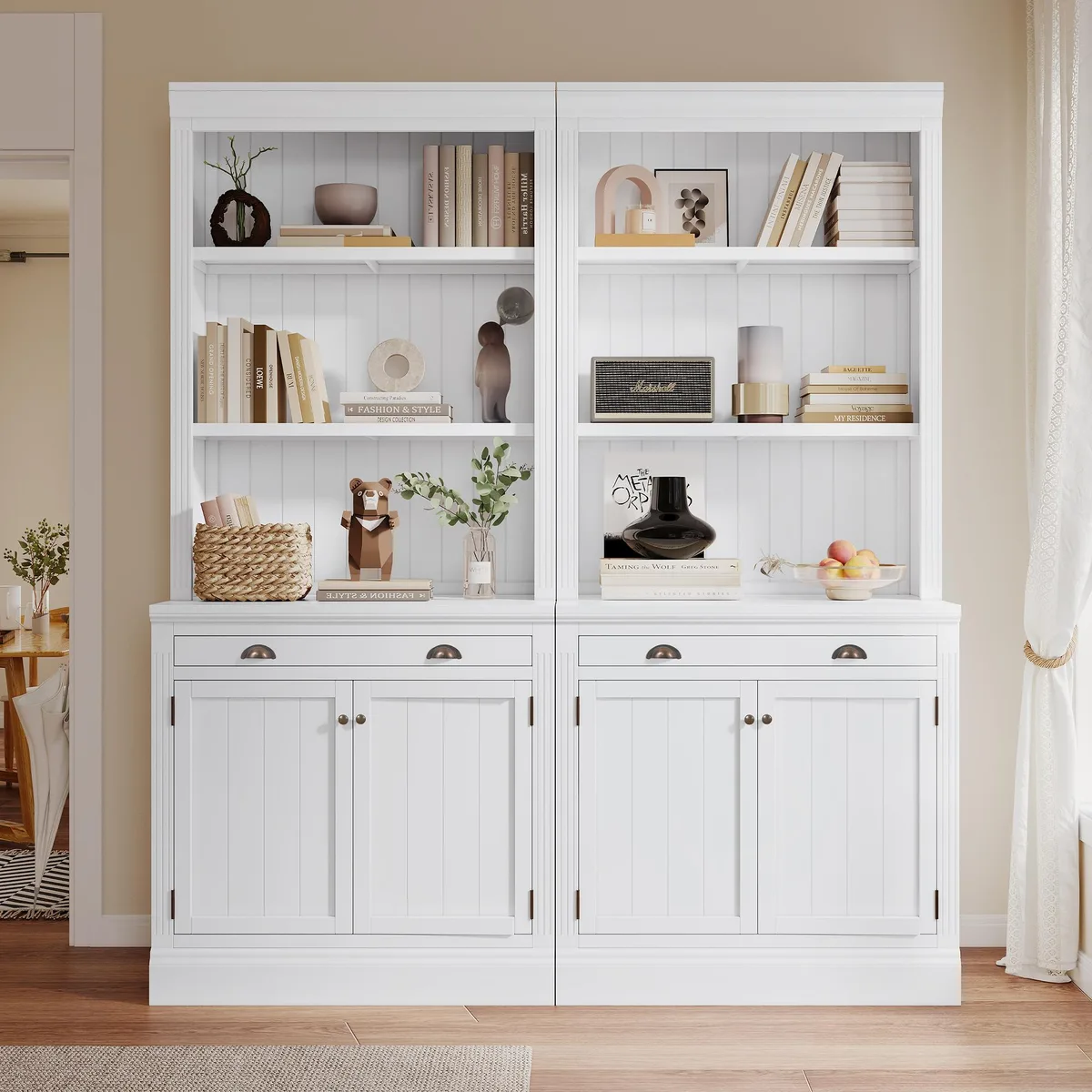 tuphen tuphen 83.4" Tall Bookshelf Suite 2-Piece Set White — product photo