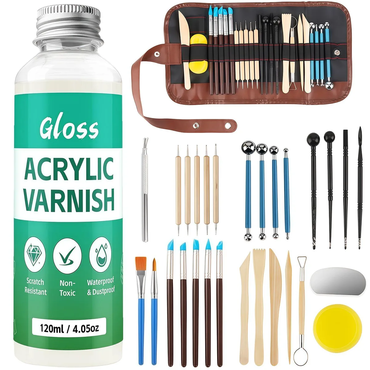  Avery Art Deco Carving Tools Clay Kit 29pcs 120ml Glaze Blue — product photo