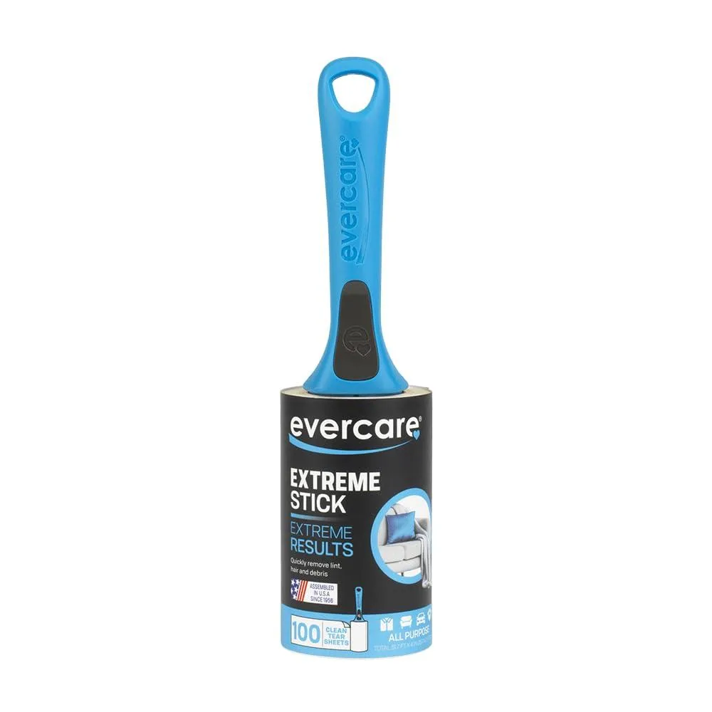 White lint roller with blue ergonomic handle, 100 adhesive sheets visible
