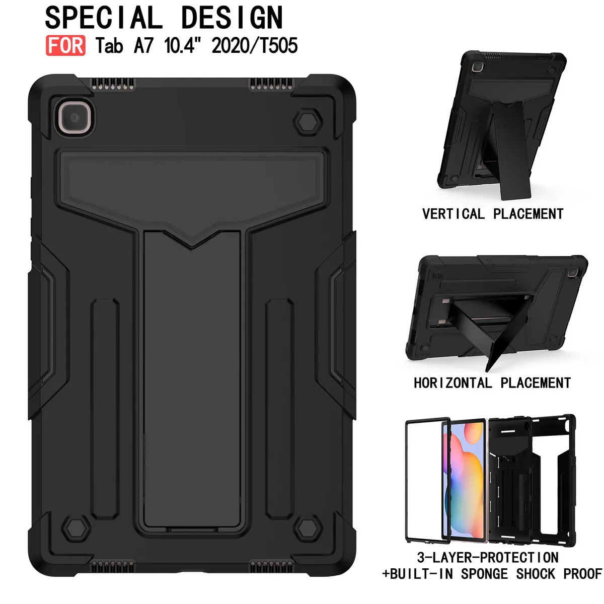 anicestore anicestore laptop case Samsung Galaxy Tab A7 10.4 SM-T500/T505/T507 2020 Black/Black kickstand — product photo
