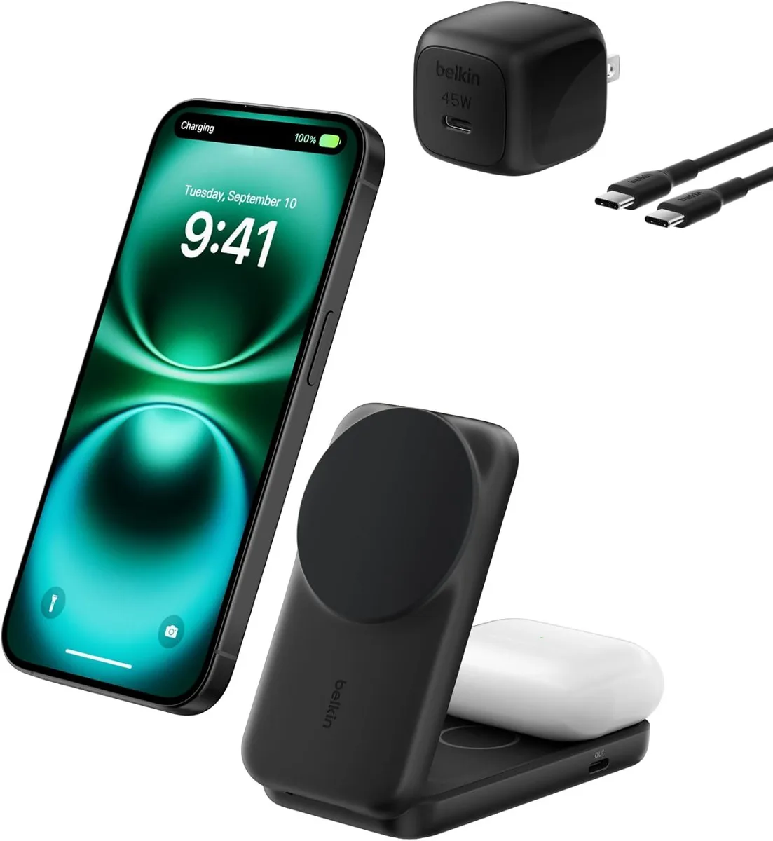 FLEANE FLEANE 2-in-1 Qi2.2 25W Magnetic Wireless Charger Dock Foldable Stand with 5W USB-C Port — product photo