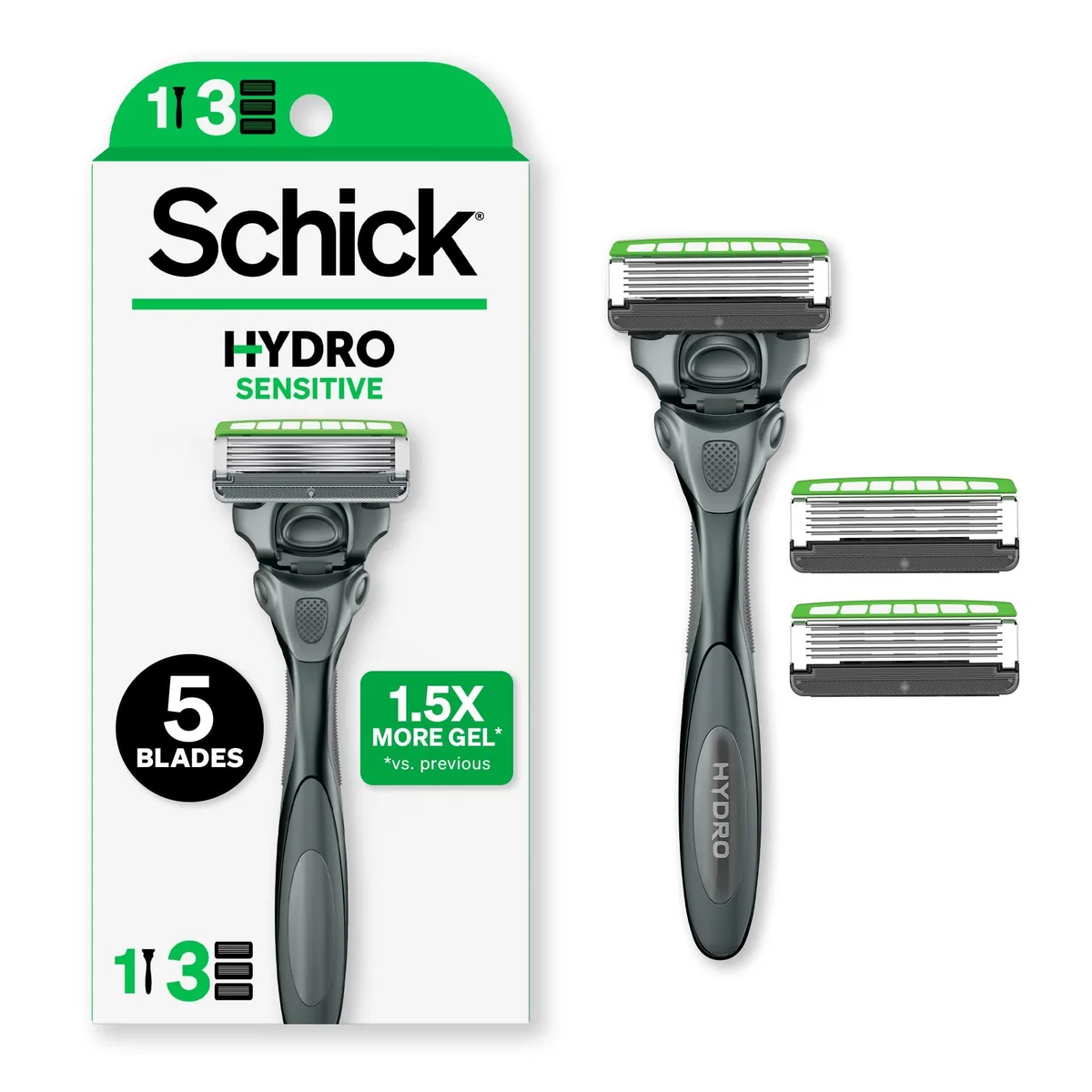  Schick Hydro Sensitive Razor Handle with 3 Blade Refills — product photo