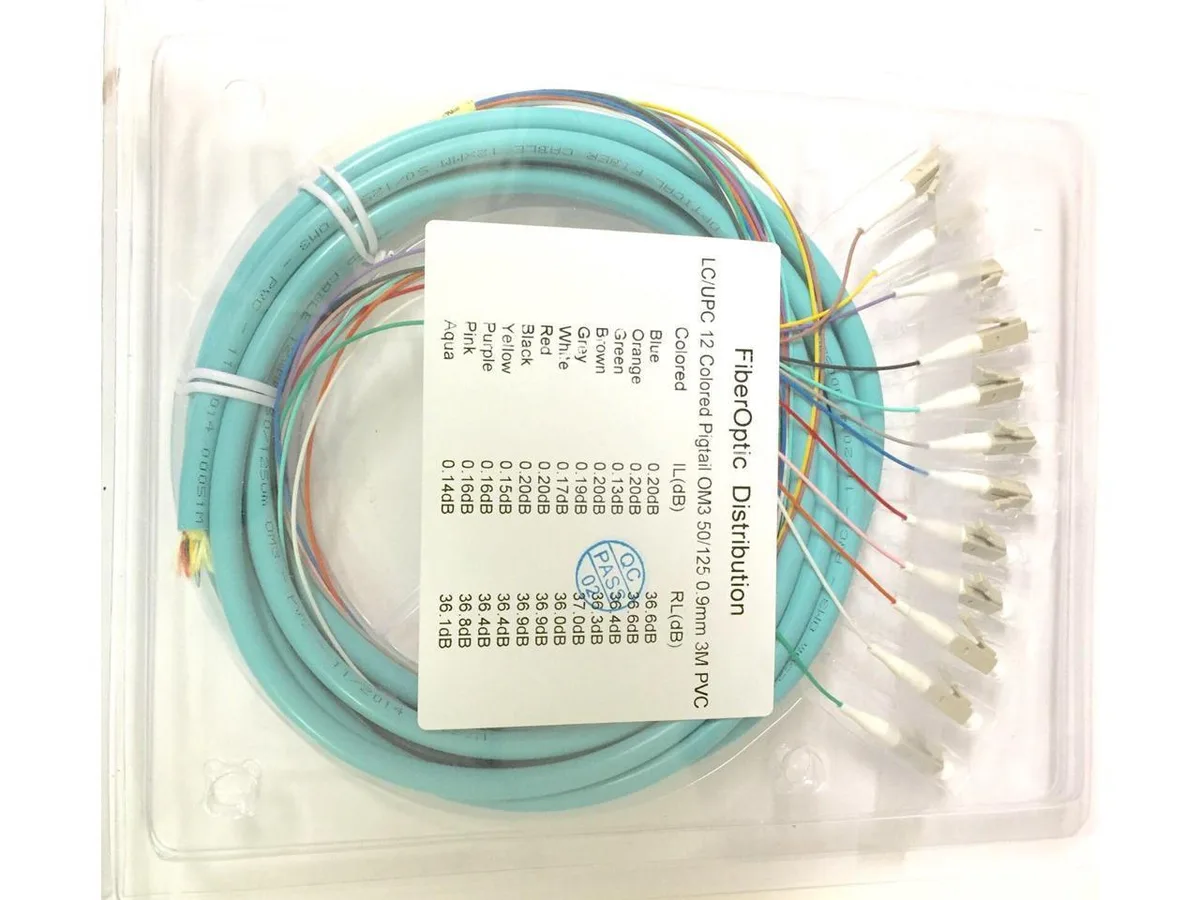 Other Electricities Other Electricities 12 Strand 50/125 OM3 3m LC UPC Fanout Fiber Pigtail — product photo