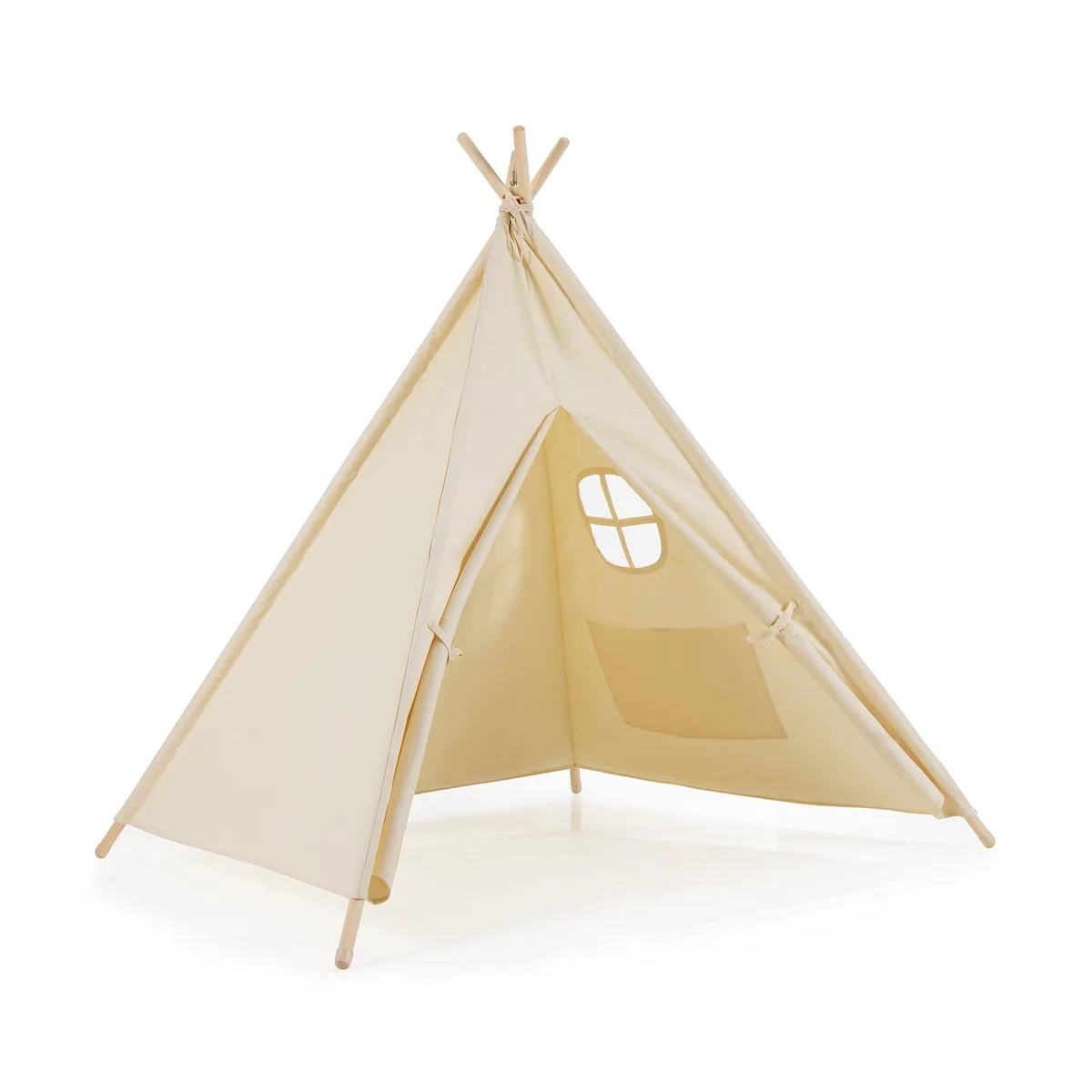 SlickBlue SlickBlue Foldable Kids Canvas Teepee Play Tent Beige 47x47x59 5.5 lbs — product photo