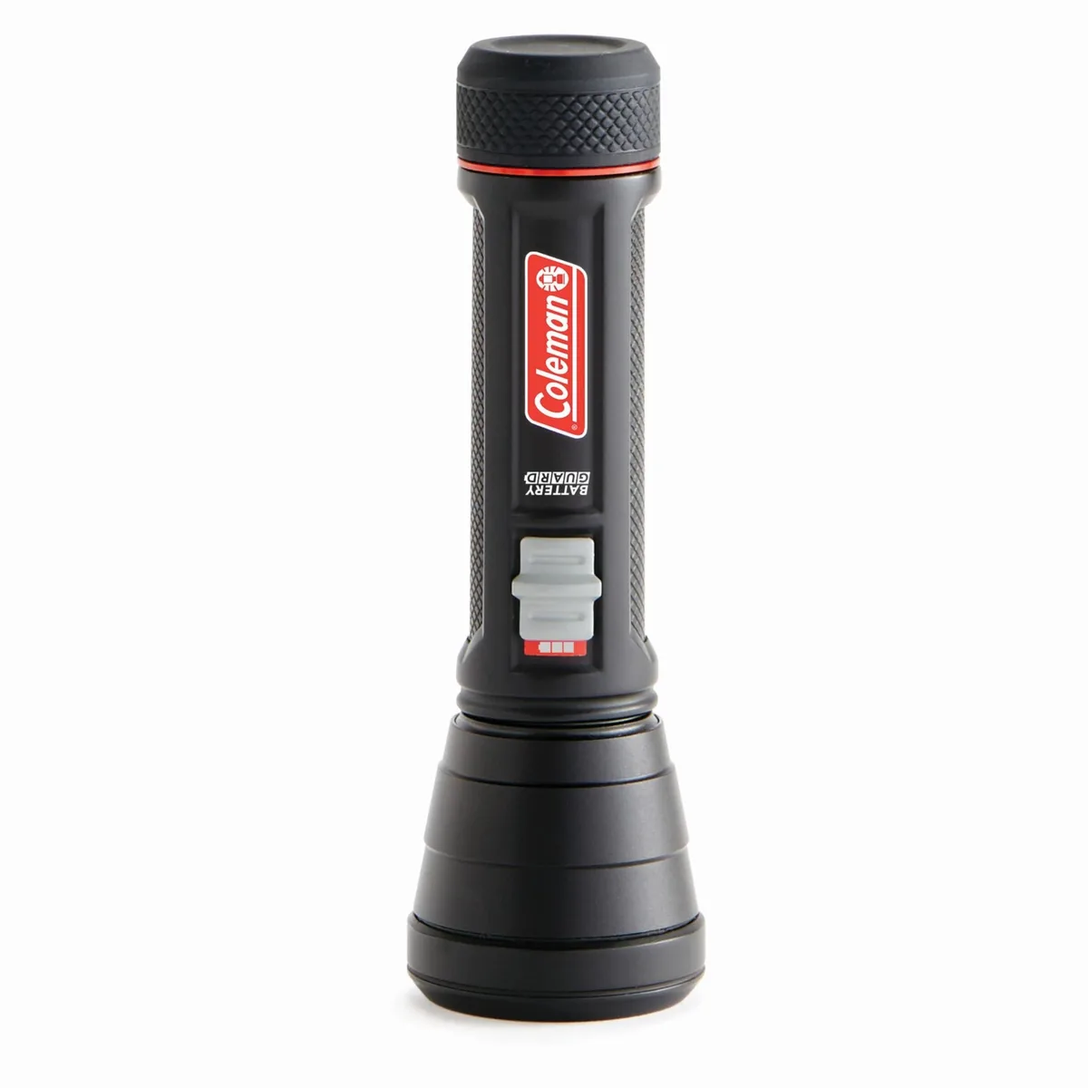 Black rectangular LED flashlight with rubber-edged bezel