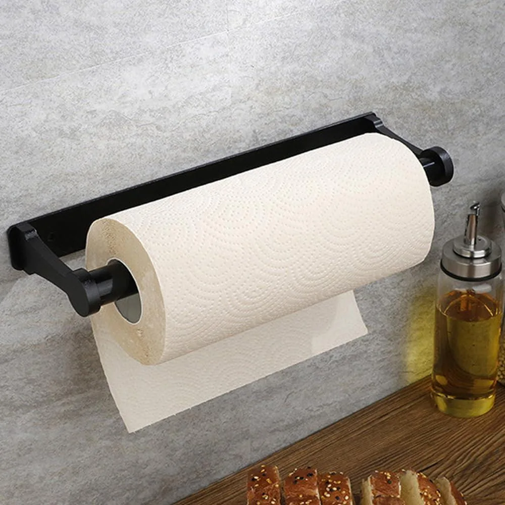 Paper Towel Holder Self-Adhesive or Drilling Black 12 IN 3.86 IN — product photo