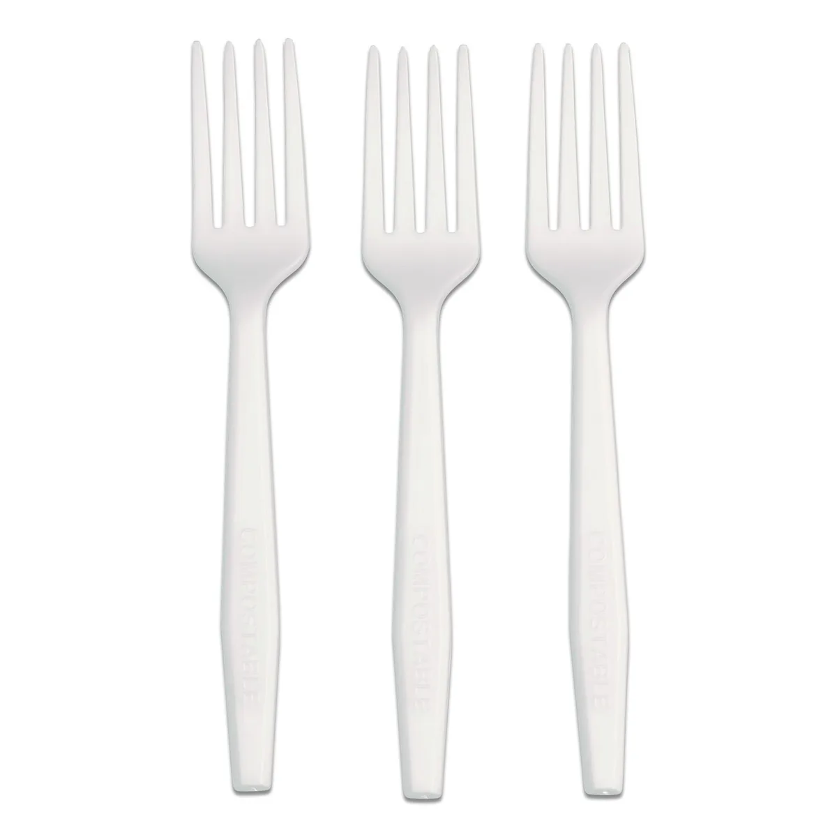 White CPLA heavyweight forks in bulk carton