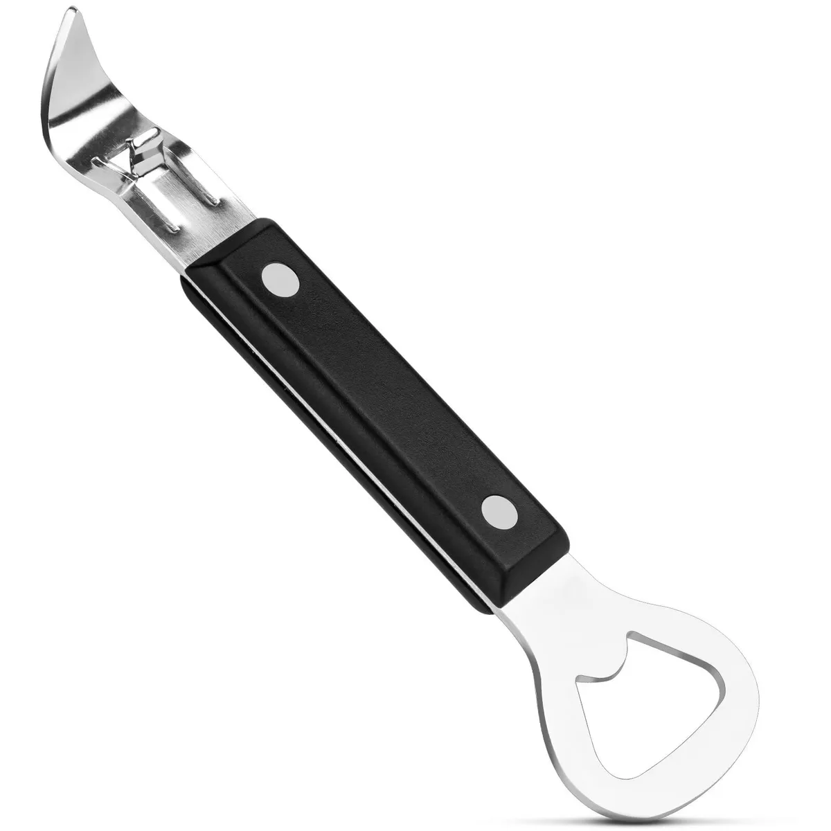 Stainless-steel 6.1-inch can punch and bottle opener with textured handle
