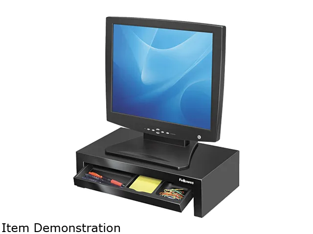 FELLOWES FELLOWES 8038101 Monitor Riser 16 x 9.4 x 4.4-6 Black office furniture — product photo