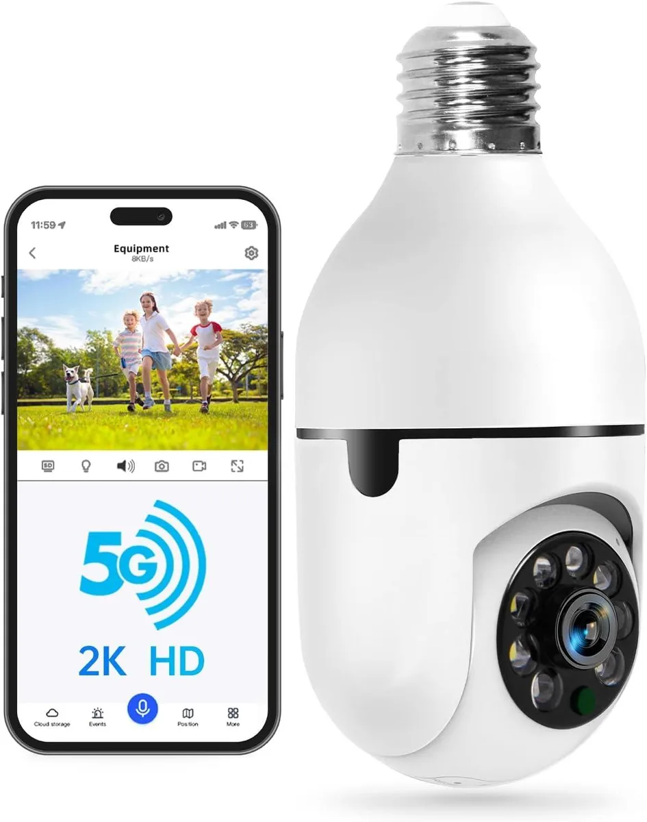  Clover T-CP8040LF-W3M 2K Wireless Surveillance Light Bulb Camera 5G &amp; 2.4GHz — product photo