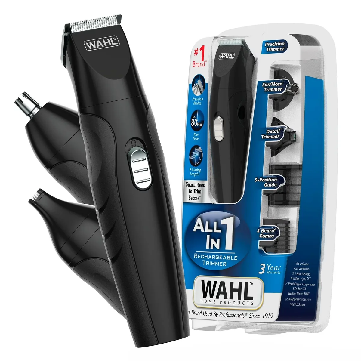 Wahl rechargeable grooming kit with multiple trimmer attachments
