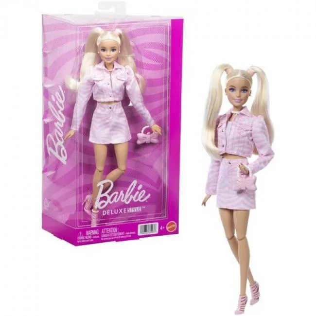 Barbie Barbie Deluxe Style Fashion Doll JJN69 Blonde Pink Denim Jacket Skirt Set — product photo
