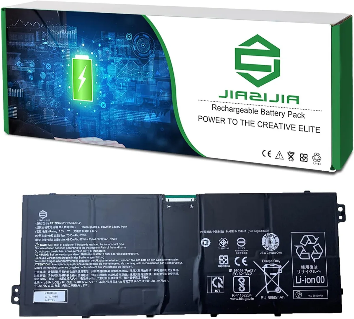 NShi NShi AP18F4M laptop battery 7.6V 56Wh 7380mAh for Acer Chromebook 714 715 — product photo