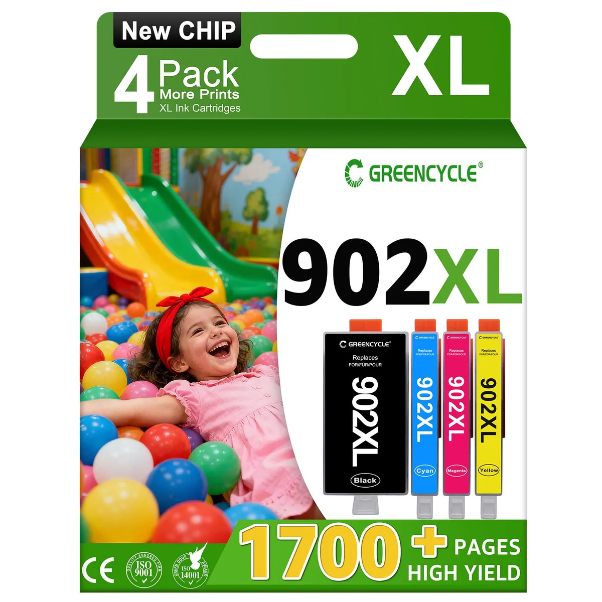 GREENCYCLE GREENCYCLE 902XL Ink Cartridge 4-Pack Black/Cyan/Magenta/Yellow — product photo