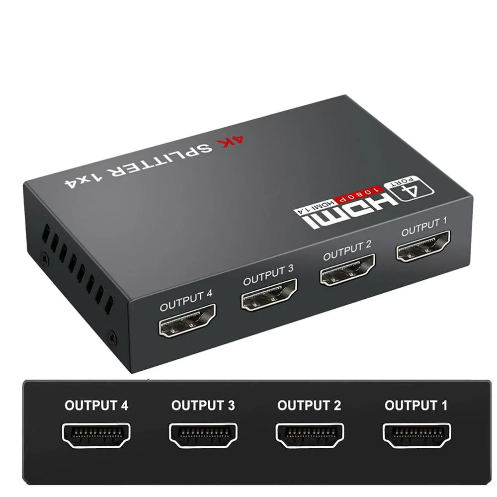 LUOM LUOM XQ-001 1x4 HDMI Splitter 4Kx2K@30Hz AC Adapter Mirror Duplicate Black — product photo