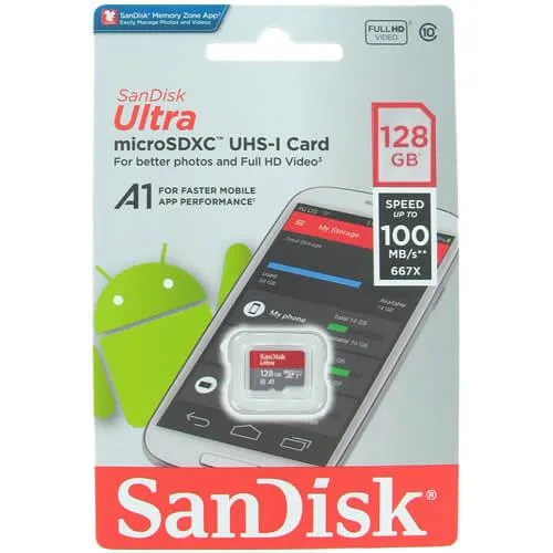 SanDisk SanDisk SDSQUAR-128G-GN6MN 128GB microSDXC UHS-I U1 Class 10 A1 100MB/s — product photo