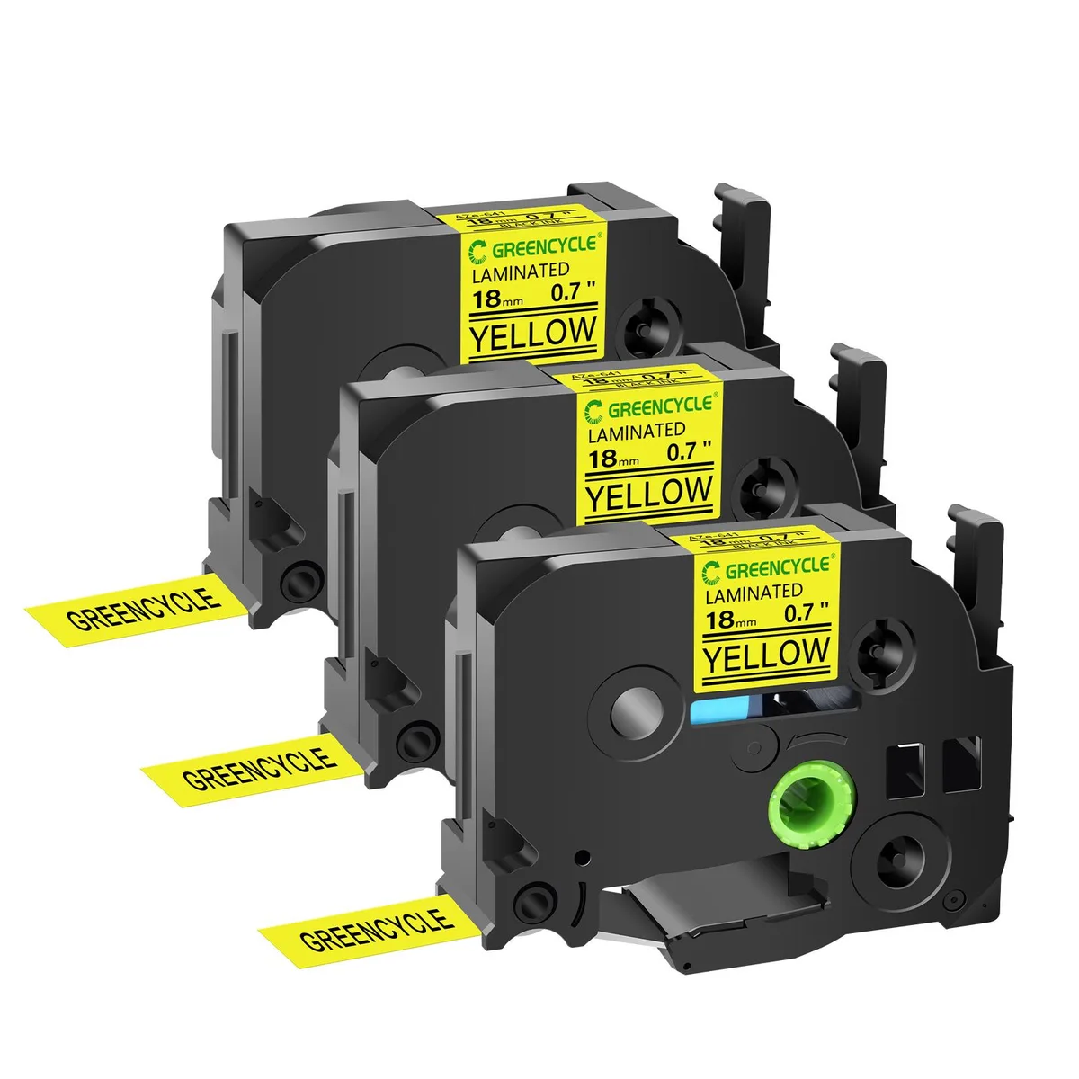 GREENCYCLE GREENCYCLE TZe-641 18mm Black on Yellow Laminated Tape 4 Pack — product photo