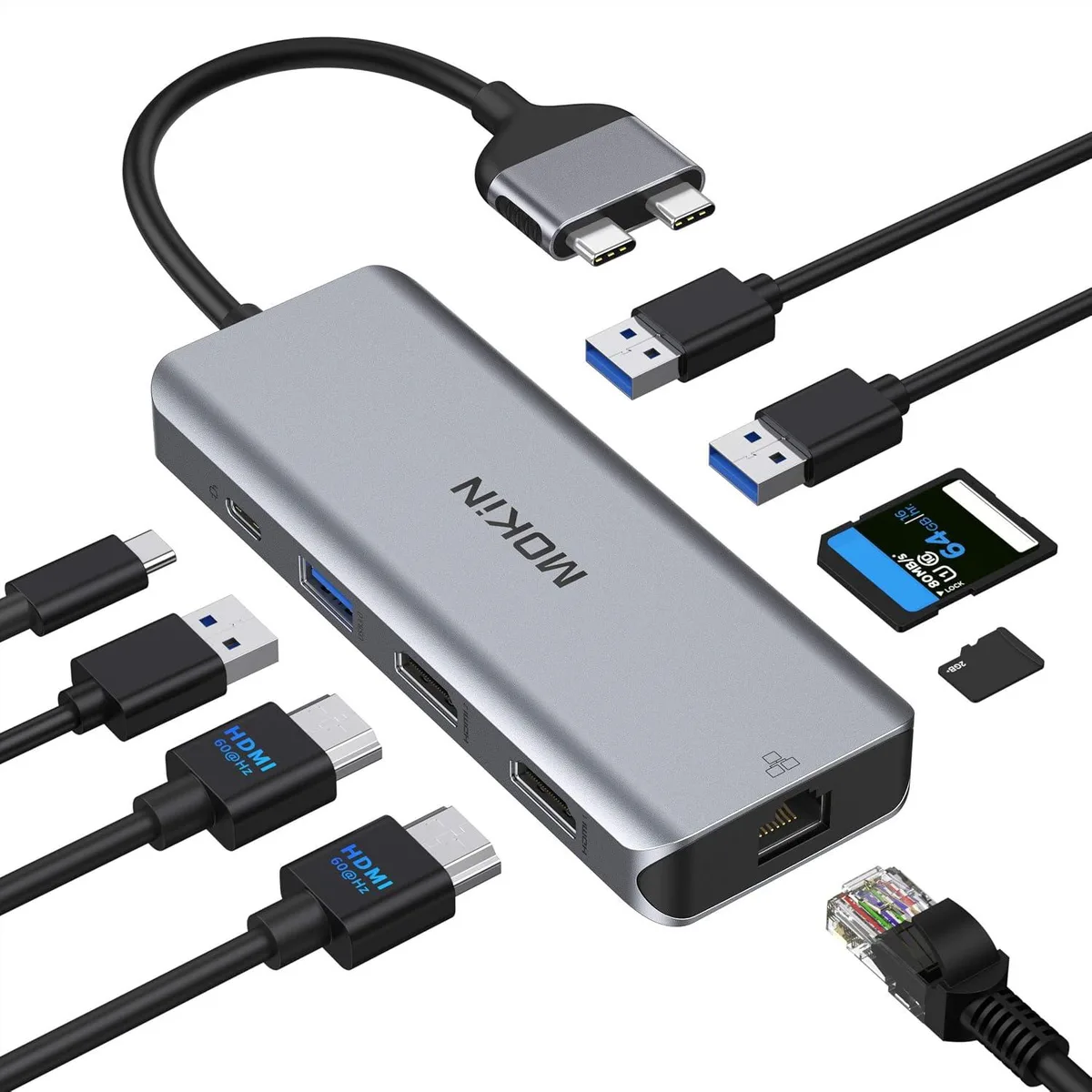 MOKIN MOKIN 9-in-1 USB-C Docking Station Dual HDMI 4K 100W PD — product photo
