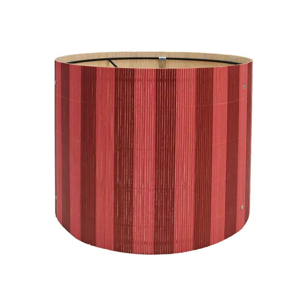 Cylindrical bamboo shade with red stripes, 11.8 inch diameter, 9 inch height
